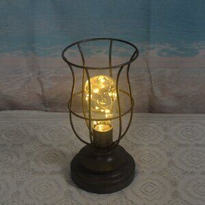 Decorative Lantern-Style Table Lamp with Fairy Lights | Battery Operated